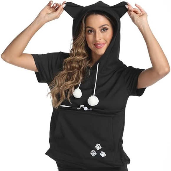 Pet Carrier Cat/Dog Pouch Hoodie Pullover Short Sleeve T-Shirt Size Large - Picture 2 of 4